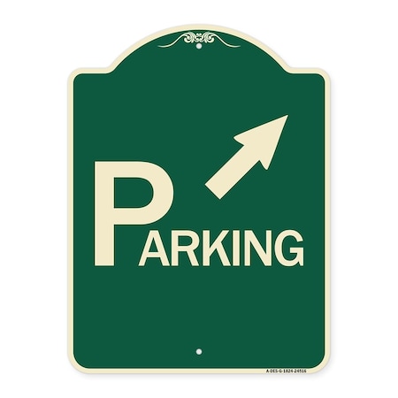 Signmission Parking W/ Arrow Pointing to Top Right Heavy-Gauge Aluminum Sign, 24" x 18", G-1824-24516 A-DES-G-1824-24516